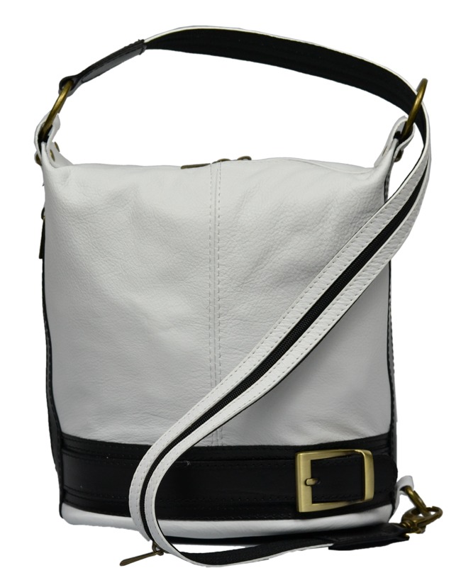 Kožená kabelka crossbody Adele Bianca Nera