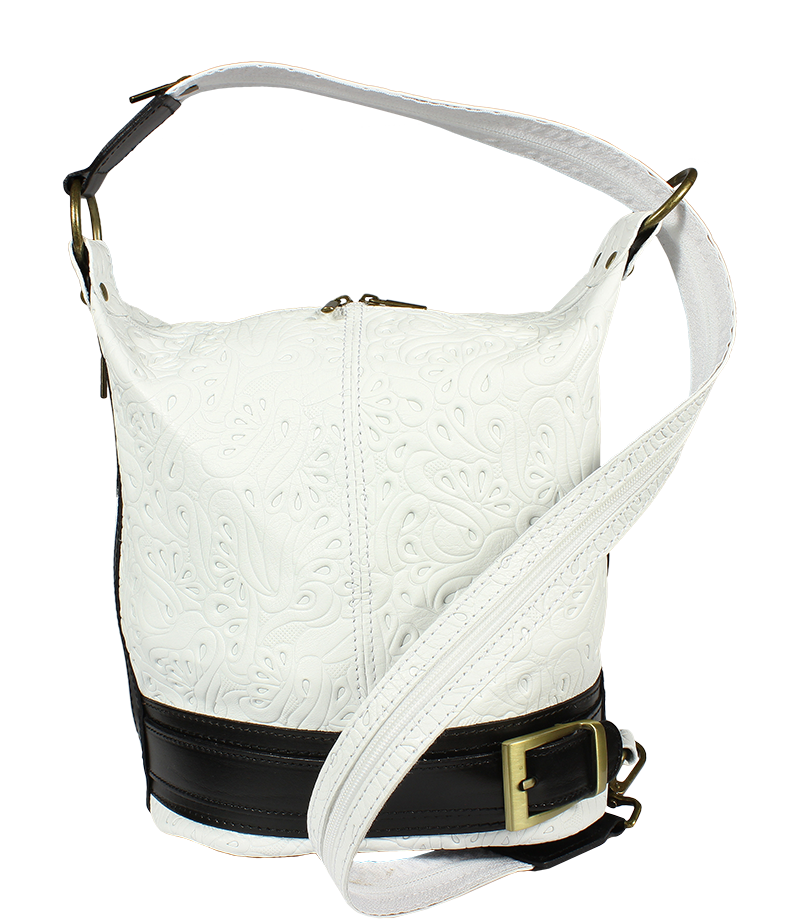 Kožená kabelka crossbody Adele Stampa Bianca Nera
