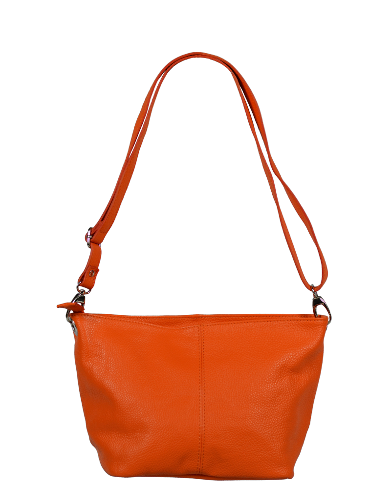 Malá kožená oranžová kabelka Batilda Arancione Chiaro