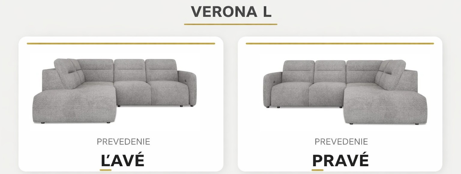 Rohová sedací souprava VERONA L – levé a pravé provedení (orientace rohu)