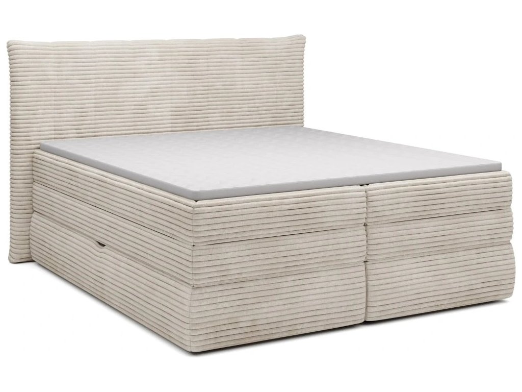 Čalúnená boxspring posteľ BORA - béžová - vysoké čelo - produktová fotografia