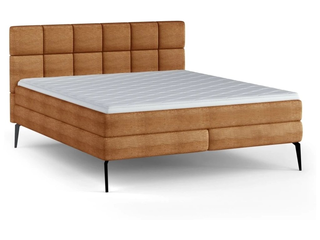 Čalúnená boxspring posteľ - kolekcia Box Spring - hnedá - produktová fotografia