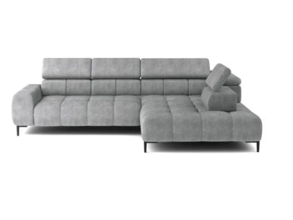 Sivá rohová sedacia súprava COTTA L v tvare L, predný pohľad