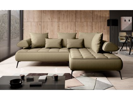 Rohová sedačka AKIRA L v interiéri obývačky, celkový pohľad