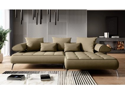 Rohová sedačka AKIRA Mini v interiéri obývačky, celkový pohľad