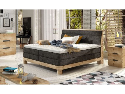 Boxspring posteľ NANCY - masívne drevo - v interiéri spálne - celkový pohľad