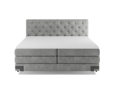 Čalúnená boxspring posteľ DELTA - sivá - prešívané čelo - produktová fotografia