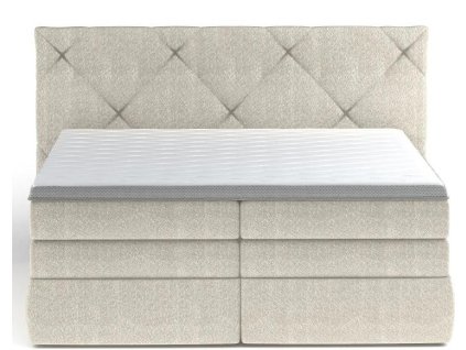 Čalúnená boxspring posteľ REBECA - béžová - vysoké prešívané čelo - produktová fotografia