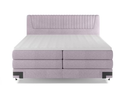 Čalúnená boxspring posteľ ELIZABETH - svetlosivá - moderné čelo - produktová fotografia