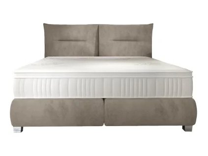 Čalúnená posteľ DAVID - béžová - mäkké delené čelo - produktová fotografia