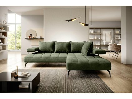 Sedačka AMBRA L v interiéri obývačky, celkový pohľad