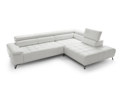 Kožená rohová sedačka TEODOR L v tvare L, pohľad spredu