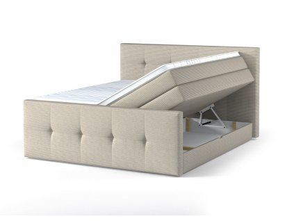 Boxspring posteľ HERA - béžová - bočný výklop - úložný priestor - produktová fotografia