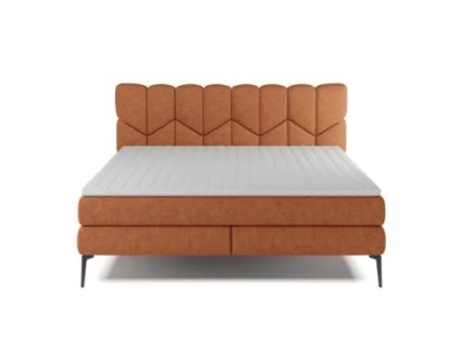 Čalúnená boxspring posteľ FILDO - hnedá - prešívané čelo - produktová fotografia
