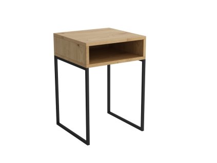 Nočný stolík MILANO (Konštrukcia black / čierna, Vrchný plát artisan oak / dub artisan)