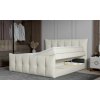 Boxspring posteľ ZENOVA - krémová - pohľad zboku - v interiéri spálne