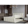 Boxspring posteľ ZENOVA - krémová čalúnená - v modernej spálni - celkový pohľad