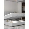 Boxspring posteľ s úložným priestorom - vyklopený rošt - svetlosivá čalúnená