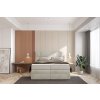 Béžová boxspring posteľ - v modernej spálni - pohľad spredu - celkový záber