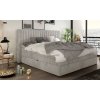 Boxspring posteľ MEDINA - sivá čalúnená - v modernej spálni - celkový pohľad