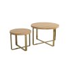 Konferenčný stolík KODO - set 2 ks - zlatá kovová konštrukcia - drevodekor dub - minimalistický dizajn