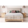 Čalúnená boxspring posteľ - detail zásuviek a rámu - masívne drevo