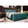 Boxspring posteľ MARY - zelenomodrá čalúnená - v modernom interiéri spálne - celkový pohľad