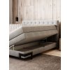 Boxspring posteľ - sivá - úložný priestor - otvorená posteľ v interiéri