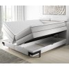 Boxspring posteľ s úložným priestorom - vyklopený rošt - svetlosivá čalúnená
