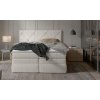 Béžová boxspring posteľ - v spálni - pohľad spredu - celkový záber