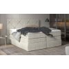 Boxspring posteľ REBECA - béžová čalúnená - v modernej spálni - celkový pohľad
