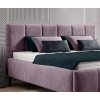 Posteľ PAUL - detail čela a vankúšov - fialové čalúnenie
