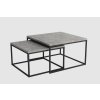 Set konferenčných stolíkov GINO 2 ks - čierna konštrukcia - doska svetlý mramor - produktová fotografia