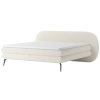 Čalúnená boxspring posteľ RAIN - krémová - zaoblené čelo a rám - produktová fotografia