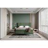 Zelená boxspring posteľ - v modernej spálni - široký celkový pohľad