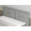 Čalúnená boxspring posteľ - detail čela a matraca - sivé čalúnenie