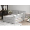 Boxspring posteľ s úložným priestorom - vyklopený rošt - sivá čalúnená