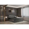 Boxspring posteľ v spálni - sivá čalúnená - pohľad zošikma