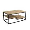 Konferenčný stolík LETINO - čierna kovová konštrukcia - dub artisan - spodná polička - produktová fotografia