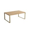 Konferenčný stolík COVA - zlatá konštrukcia - doska dub artisan - pohľad z boku