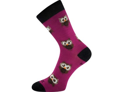 ponožky Bubo sovičky fuxia (Velikost 39-42 (26-28))