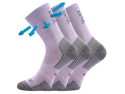 Ponožky dětské slabé z merino OPTIMALIK s ionty stříbra SVĚTLE FIALOVÉ (3 páry) (Velikost 20-24 (14-16))