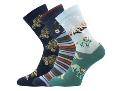 Ponožky dětské 057-21-43 XVII s obrázky CHLAPECKÝ mix A (3 páry) (Velikost 20-24 (14-16))
