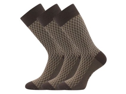 Ponožky pánské společenské ŽERYK s bavlnou HNĚDÉ (3 páry) (Velikost 39-42 (26-28))