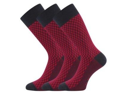 Ponožky pánské společenské ŽERYK s bavlnou TMAVĚ ŠEDÉ S MAGENTOU (3 páry) (Velikost 39-42 (26-28))