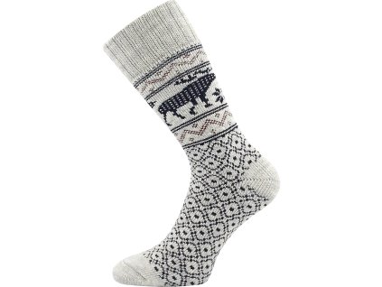 Ponožky pánské silné HUGO s norskými motivy a obrázky SOBA šedé (Velikost 39-42 (26-28))