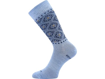 Ponožky dámské silné NORDKAPP z merino a s ionty stříbra SVĚTLE MODRÉ (Velikost 35-38 (23-25))