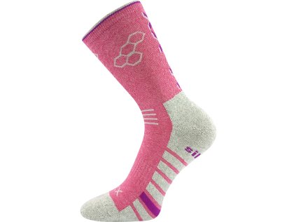 Ponožky sportovní VIRGO s ionty stříbra TMAVĚ RŮŽOVÉ MELÉ (Velikost 35-38 (23-25))