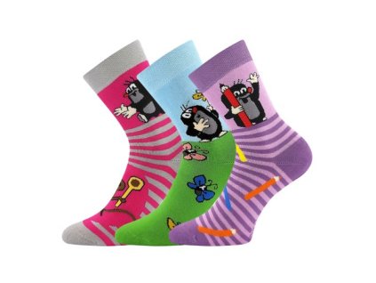 Ponožky dětské froté KRTEK obrázkové dívčí (3 páry) (Velikost 25-29 (17-19))