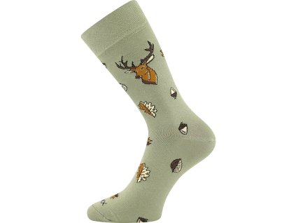 Ponožky slabé hunting LOVIX 01 s loveckými motivy TROFEJE JELENA (3 páry) (Velikost 39-42 (26-28))